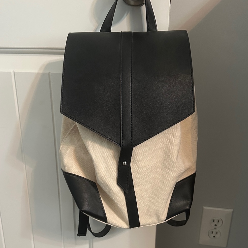 Stylish Black and Cream Backpack Purse.